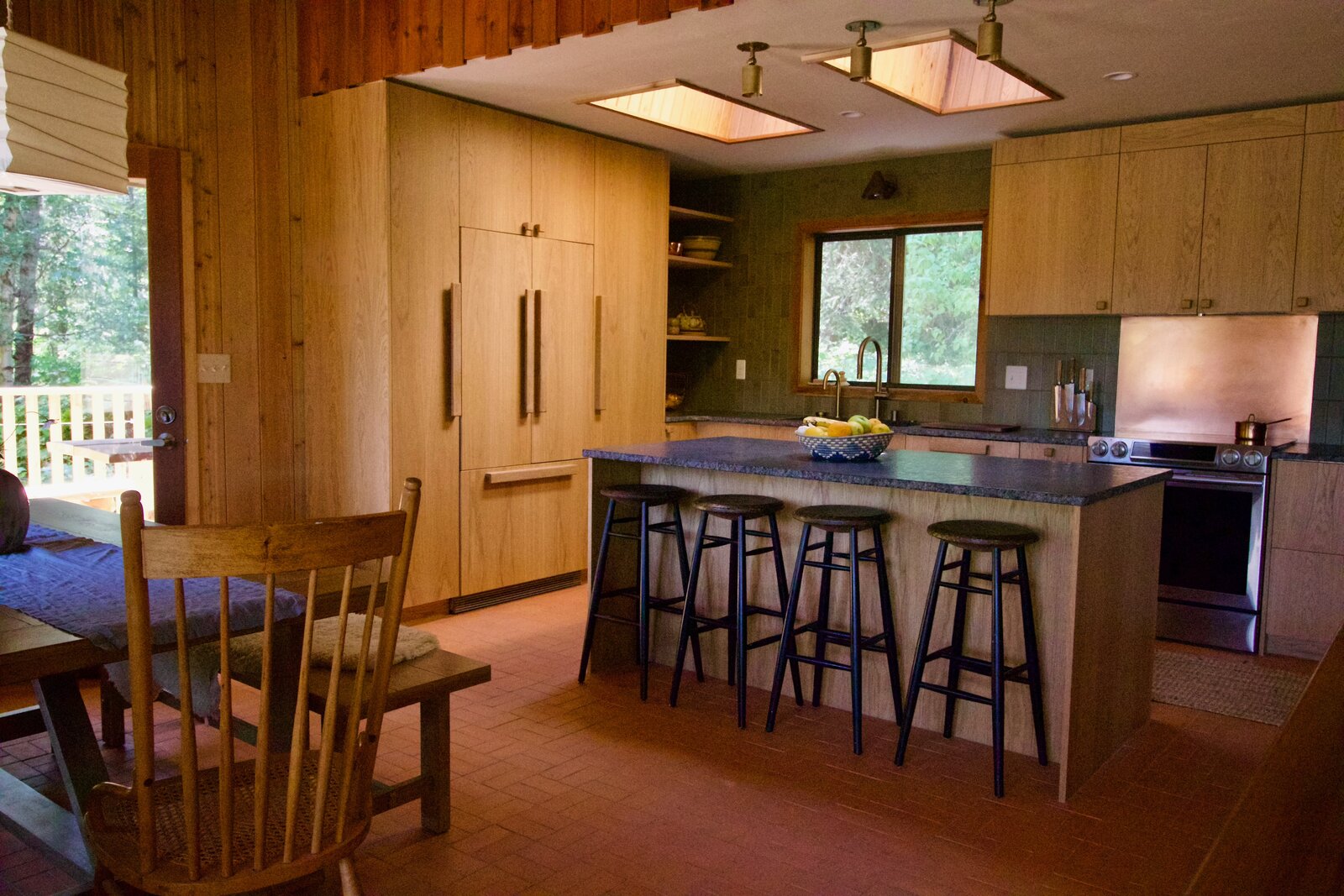 Kitchen with oak cabinetry