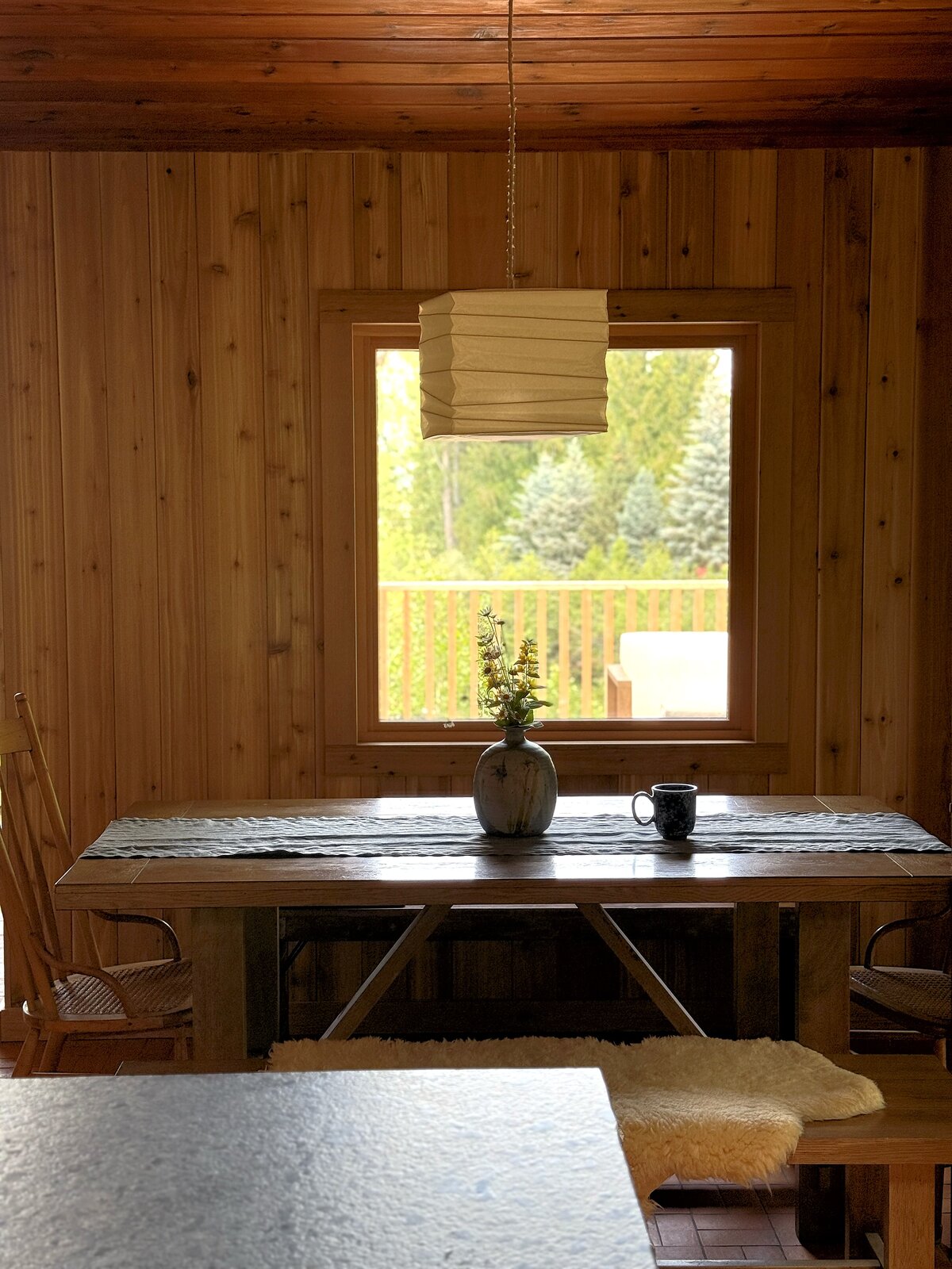 Dining table against the window