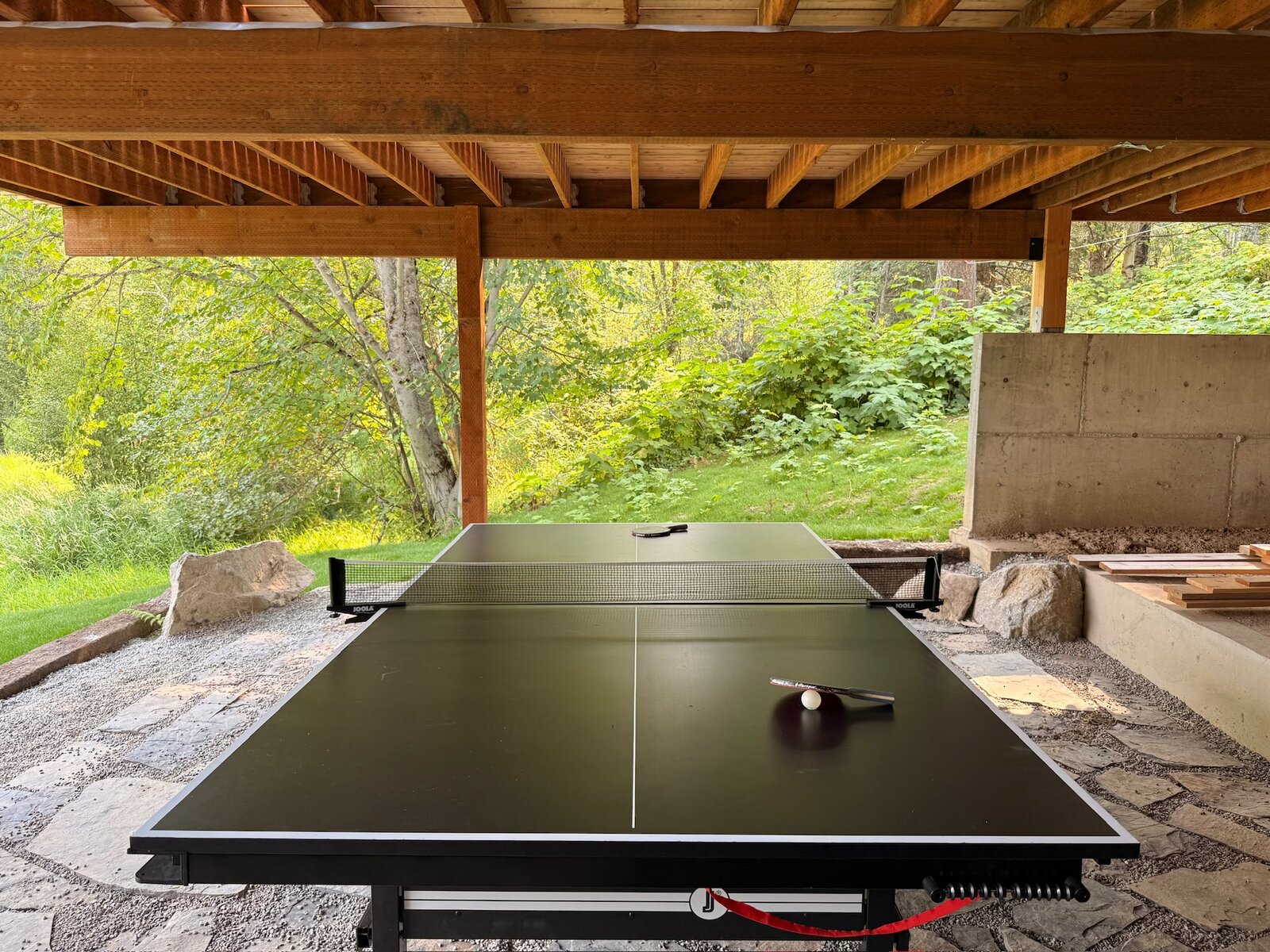 Ping pong table under the deck